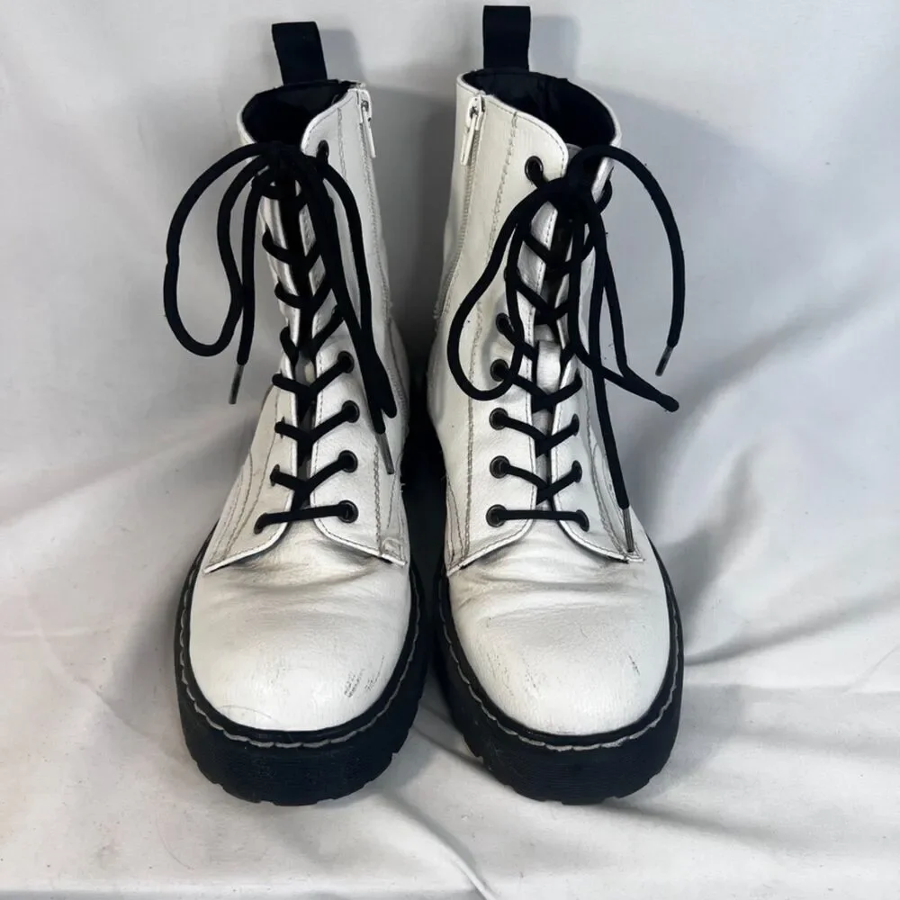 Sincerely Jules White Lace Up "Harley" Combat Hiking Boots Y2K Skater Size 8.5M - Picture 14 of 16